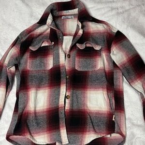 Hollister Red and Black Plaid Button Down Shirt